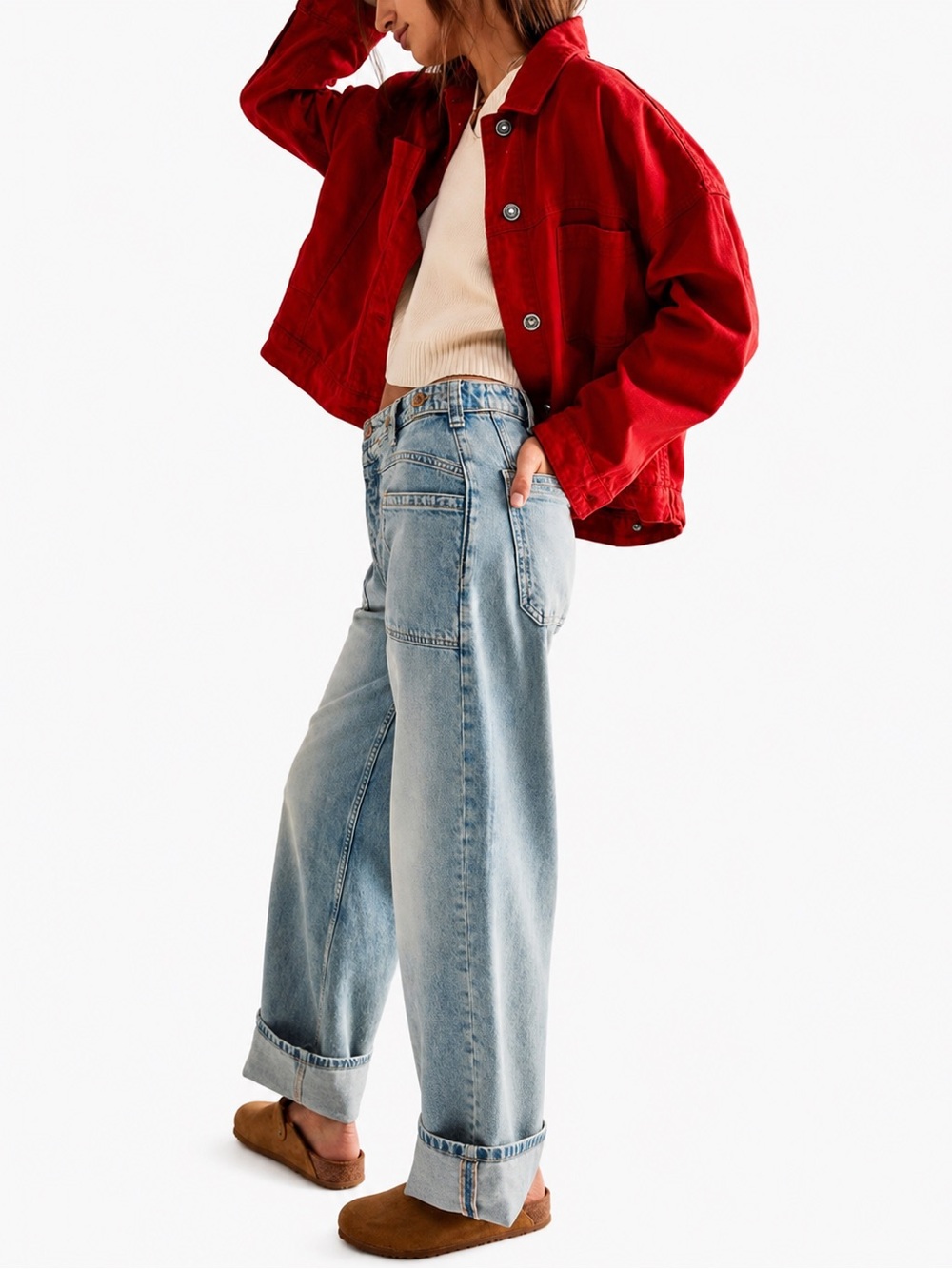 We The Free Palmer Cuffed Baggy Jeans .